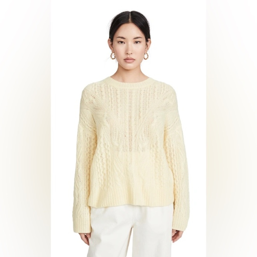 NWT Vince Open Cable Knit Wool & Cashmere Blend Sweater sz M
